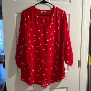 Cute, red sheer heart shirt. Size XXL. Super cute! Just didn’t like it on me.